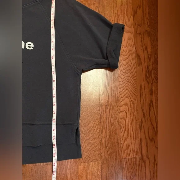 Madewell “Je t’aime” comfy grey sweatshirt with 3/4 length cuffed sleeves. Small - Picture 3 of 5